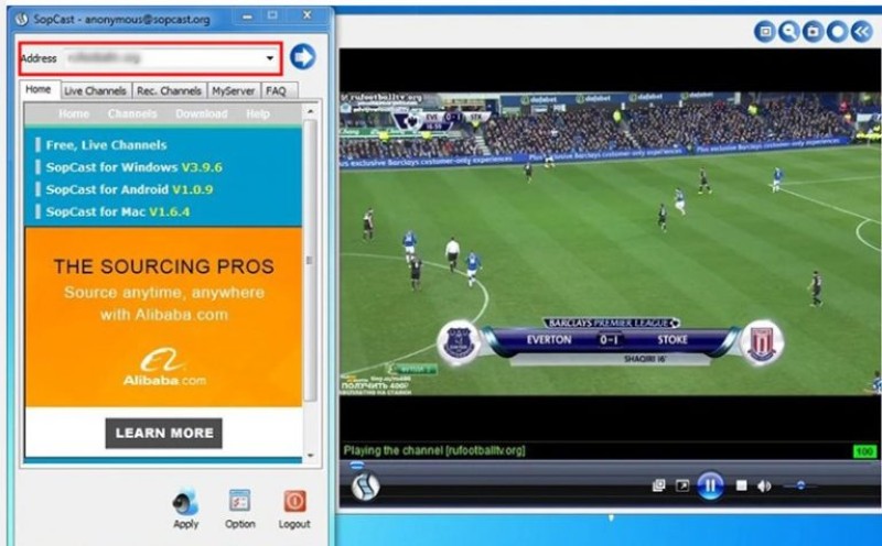 Sopcast là phần mềm được yêu thích nhất trong cộng đồng người hâm mộ bóng đá